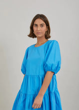 Short dress with open back, Blue lagune (koko 34)