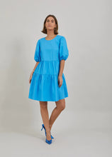 Short dress with open back, Blue lagune (koko 34)