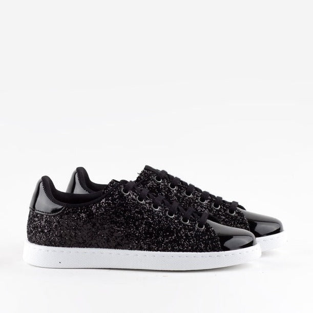 Glitter Tennis Shoes, Black